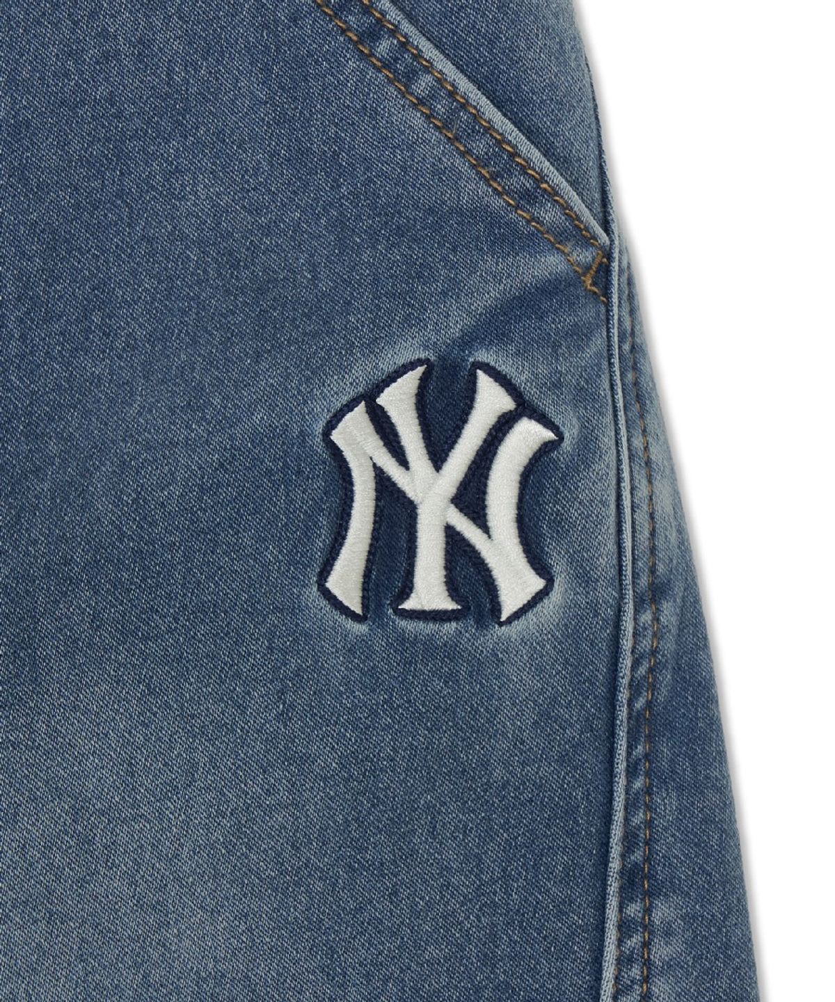 엠엘비 키즈(MLB KIDS) 스트릿 커브드와이드 라이크라 소프트 데님팬츠 NY (Blue)