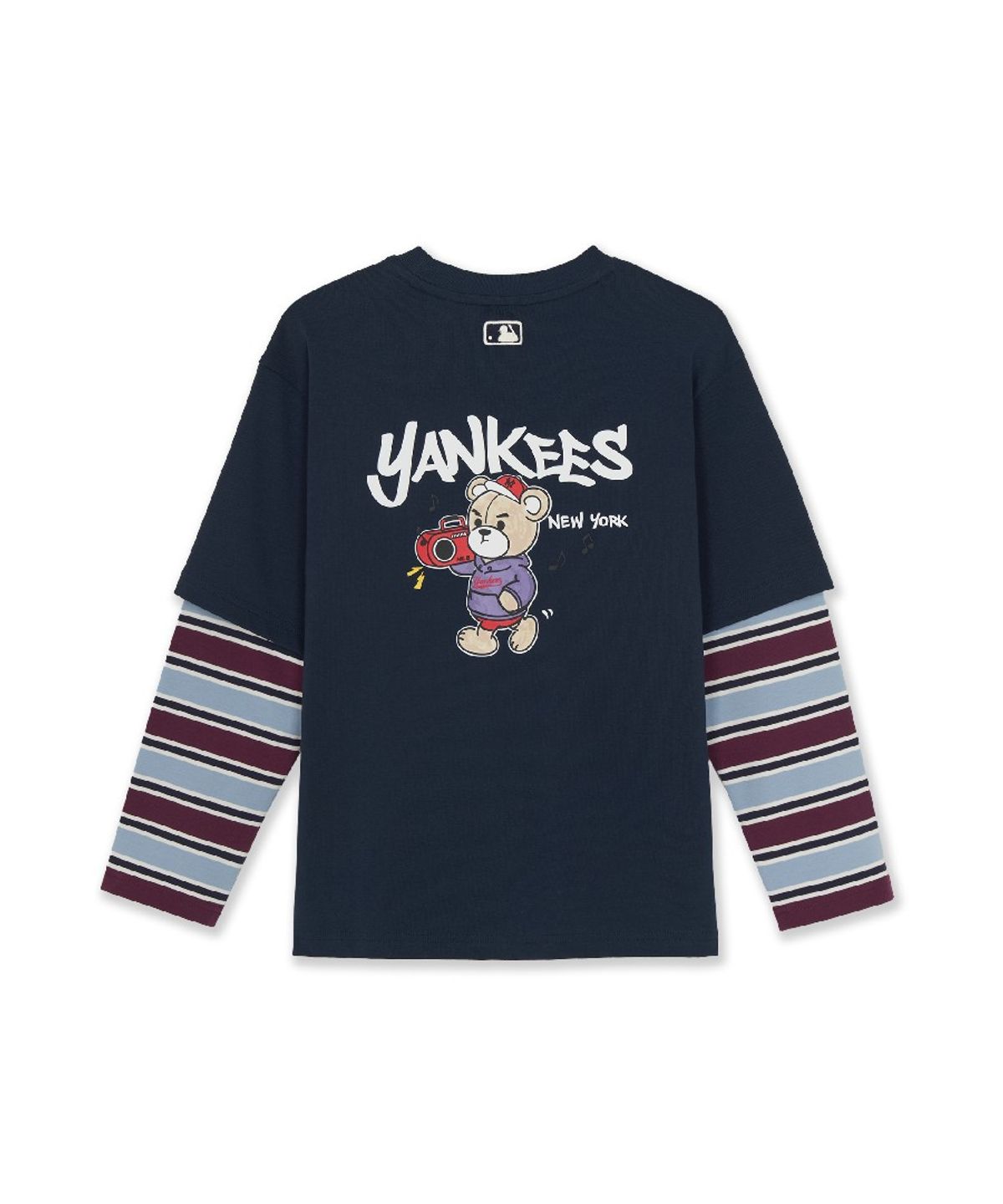 엠엘비 키즈(MLB KIDS) 스트릿 스트라이프 레이어드 티셔츠 NY (Navy)