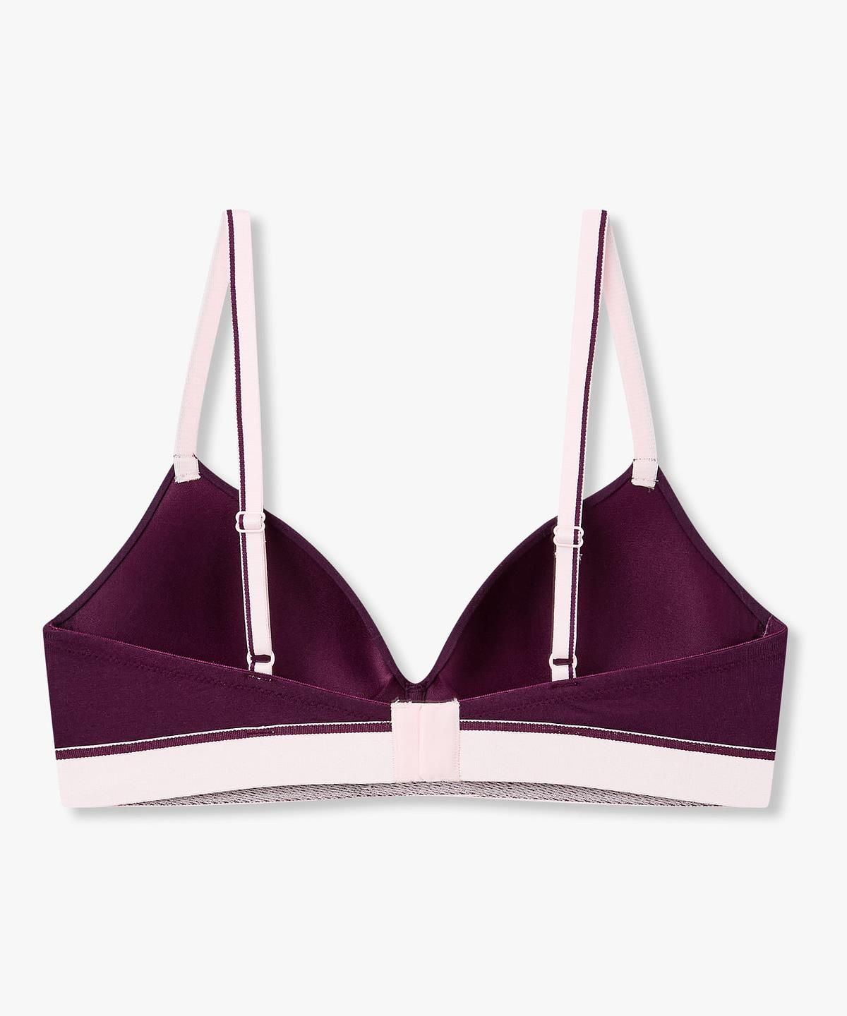 엠포리오 아르마니 언더웨어(EMPORIO ARMANI UNDERWEAR) 여성 배색 트림 로고 밴딩 브라렛 브라_다크 퍼플