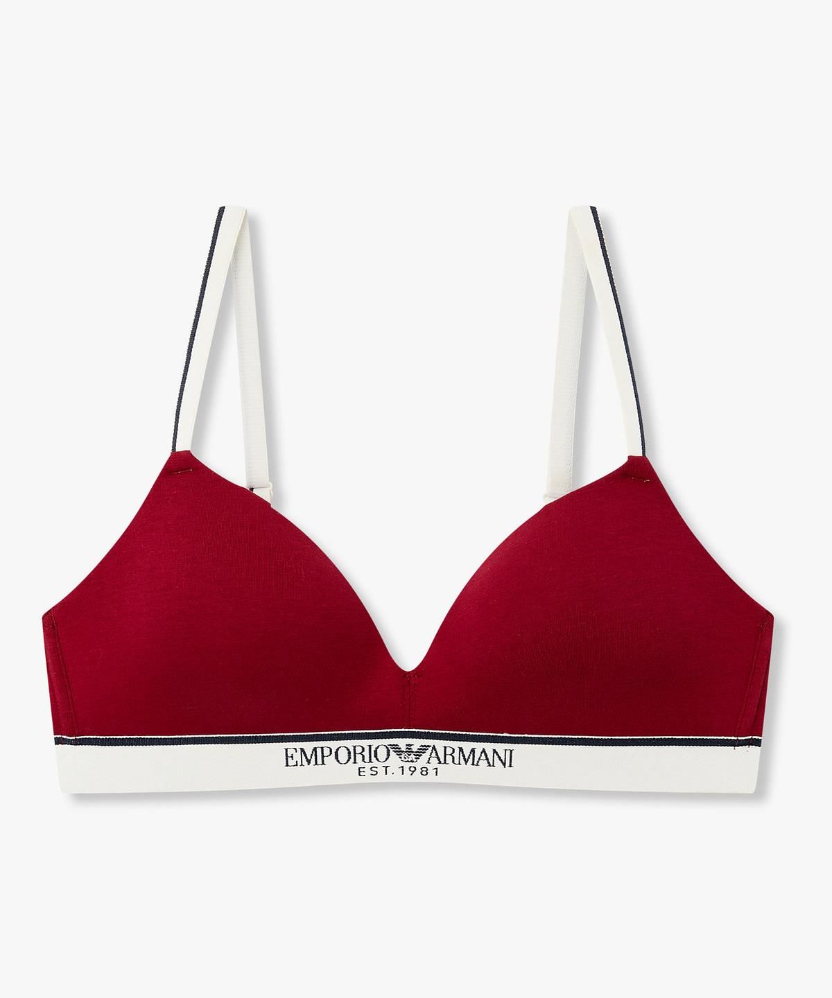 엠포리오 아르마니 언더웨어(EMPORIO ARMANI UNDERWEAR) 여성 배색 트림 로고 밴딩 브라렛 브라_레드 0826381526