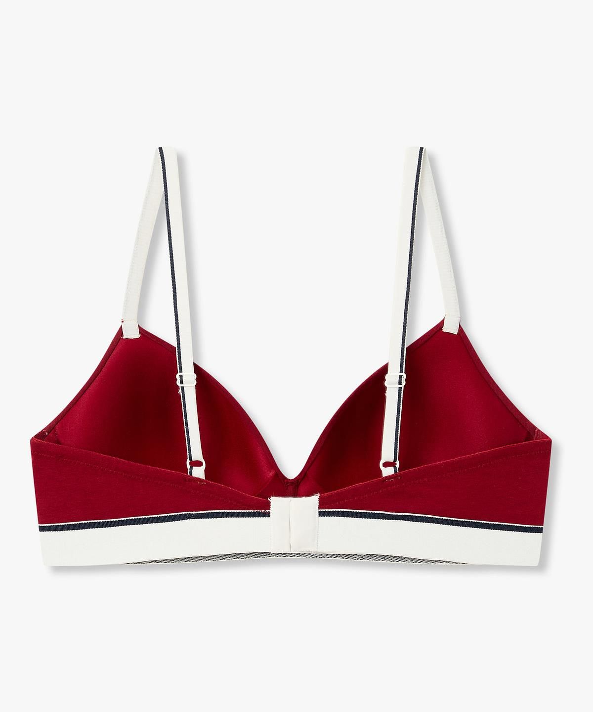 엠포리오 아르마니 언더웨어(EMPORIO ARMANI UNDERWEAR) 여성 배색 트림 로고 밴딩 브라렛 브라_레드 0826381526