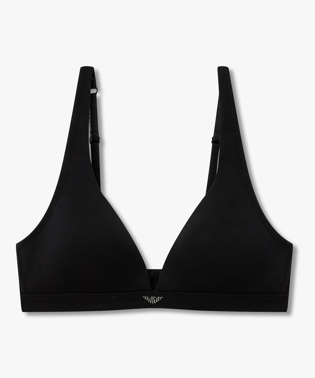 엠포리오 아르마니 언더웨어(EMPORIO ARMANI UNDERWEAR) 여성 핫픽스 로고 딥 브이넥 브라렛 브라_블랙 0826381509