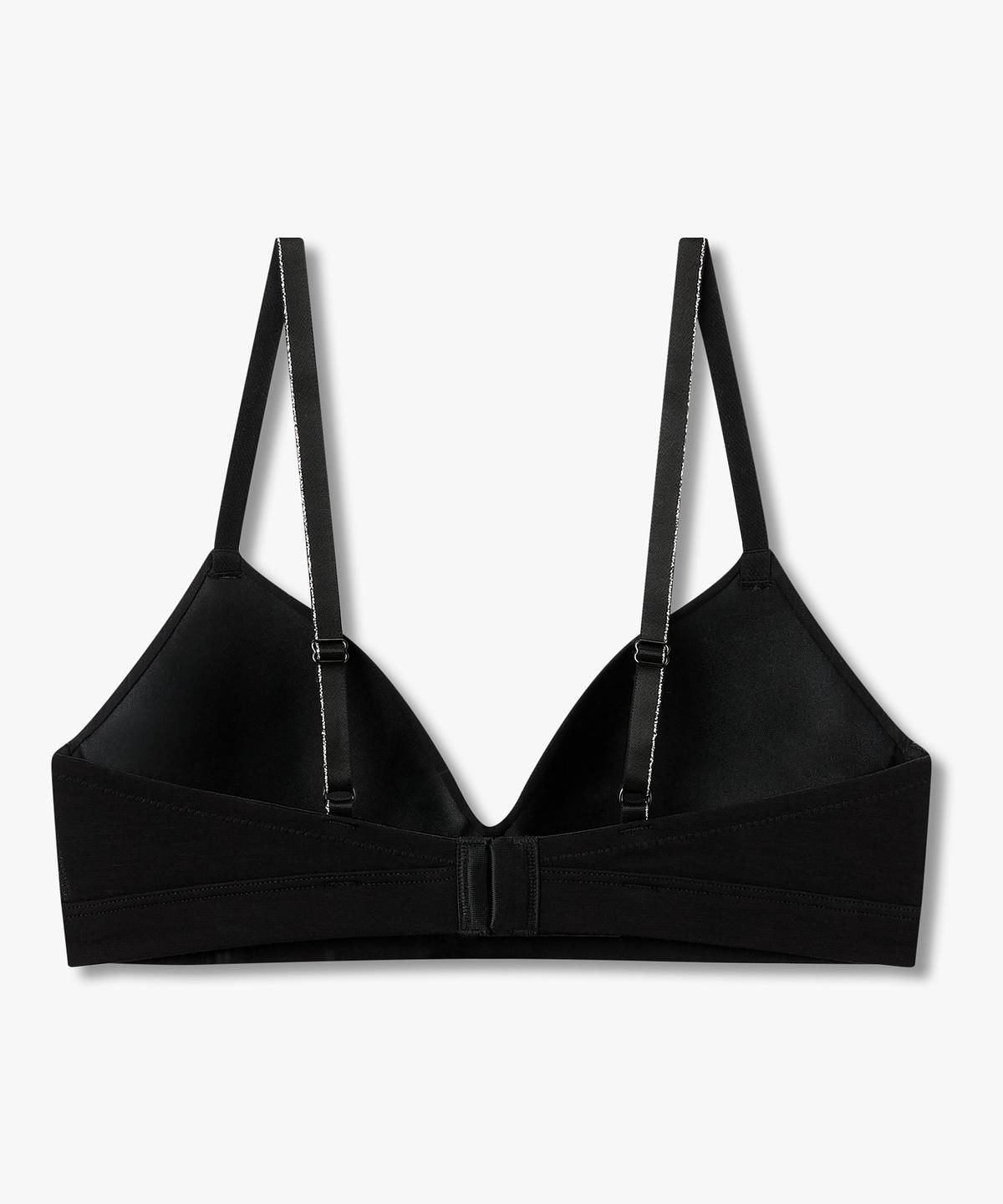 엠포리오 아르마니 언더웨어(EMPORIO ARMANI UNDERWEAR) 여성 메탈릭 트림 핫픽스 로고 브라렛 브라_블랙 0826381508