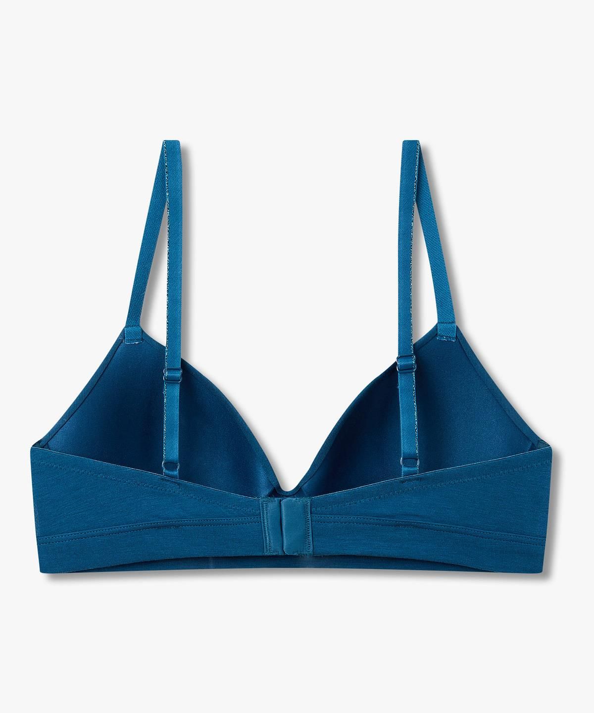 엠포리오 아르마니 언더웨어(EMPORIO ARMANI UNDERWEAR) 여성 메탈릭 트림 핫픽스 로고 브라렛 브라_블루 0826381507