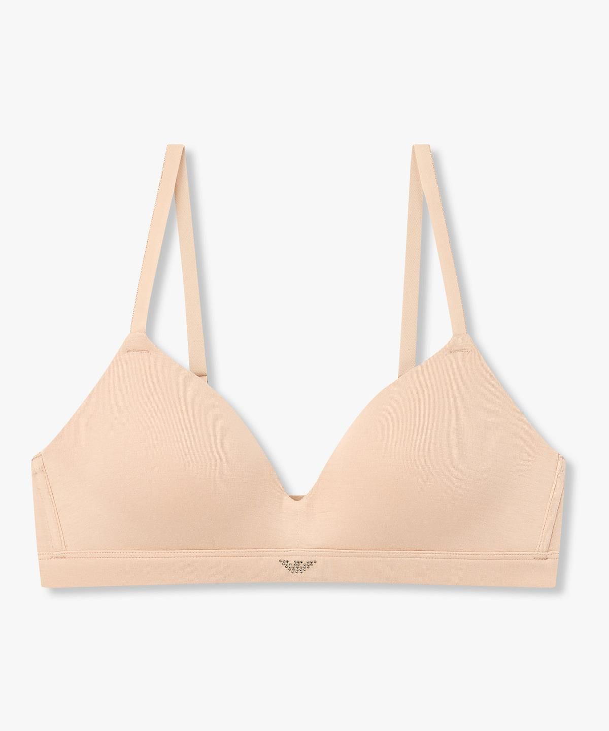 엠포리오 아르마니 언더웨어(EMPORIO ARMANI UNDERWEAR) 여성 메탈릭 트림 핫픽스 로고 브라렛 브라_내추럴 0826381503