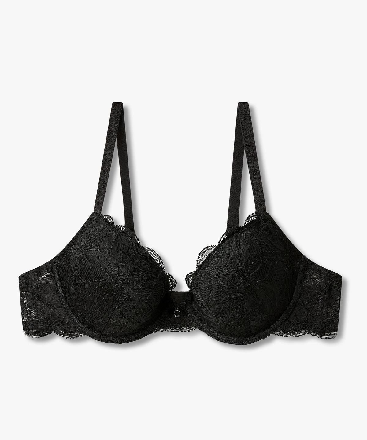 엠포리오 아르마니 언더웨어(EMPORIO ARMANI UNDERWEAR) 여성 레이스 패치 리무버블 푸쉬업 브라_블랙 0826385519