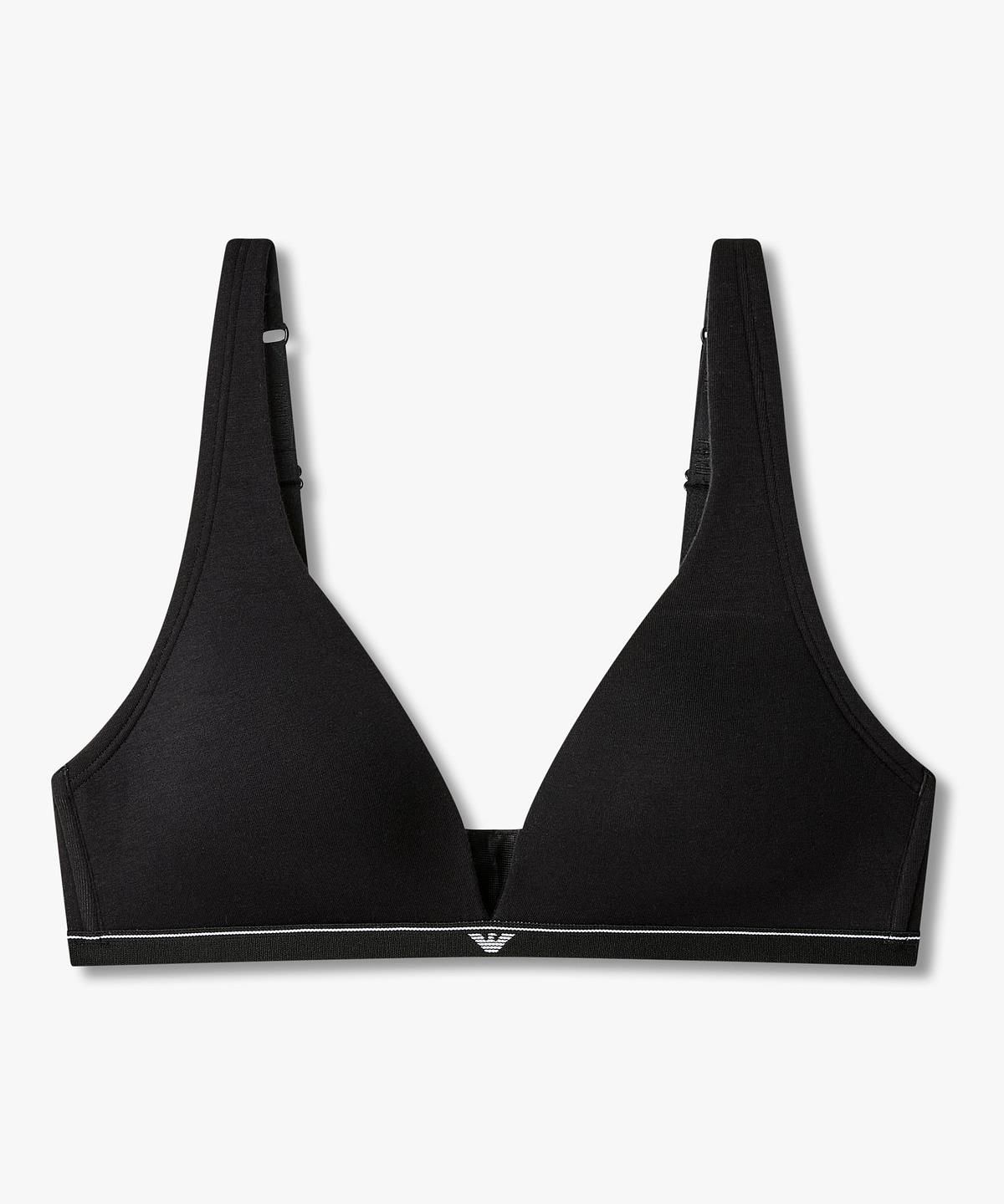 엠포리오 아르마니 언더웨어(EMPORIO ARMANI UNDERWEAR) 여성 딥 브이넥 이글 로고 브라렛 브라_블랙 0826381523