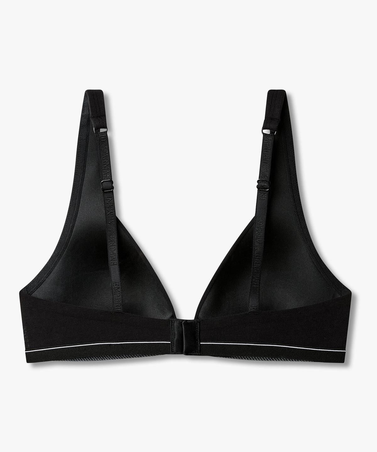 엠포리오 아르마니 언더웨어(EMPORIO ARMANI UNDERWEAR) 여성 딥 브이넥 이글 로고 브라렛 브라_블랙 0826381523