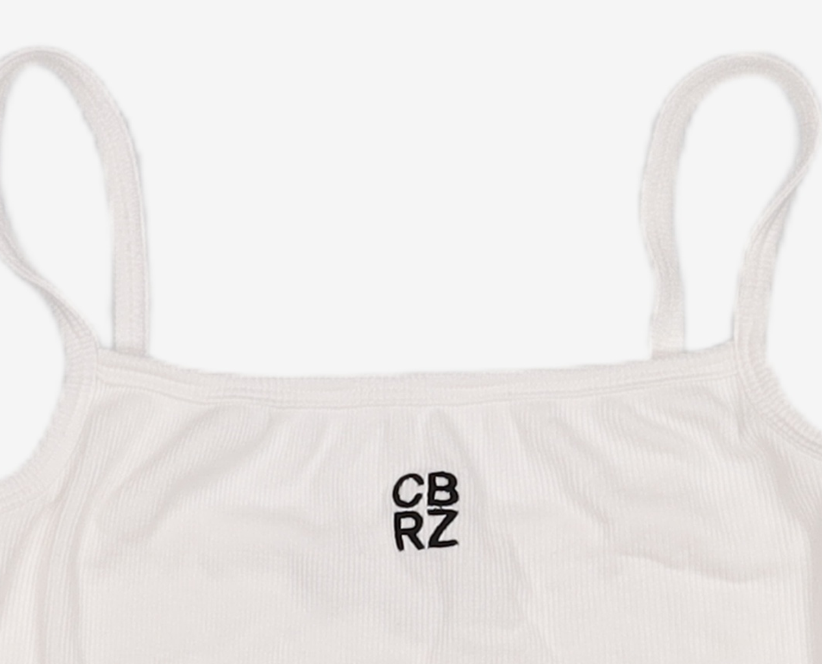 시티브리즈(CITYBREEZE) 로고 자수 슬리브리스 탑_WHITE FREE