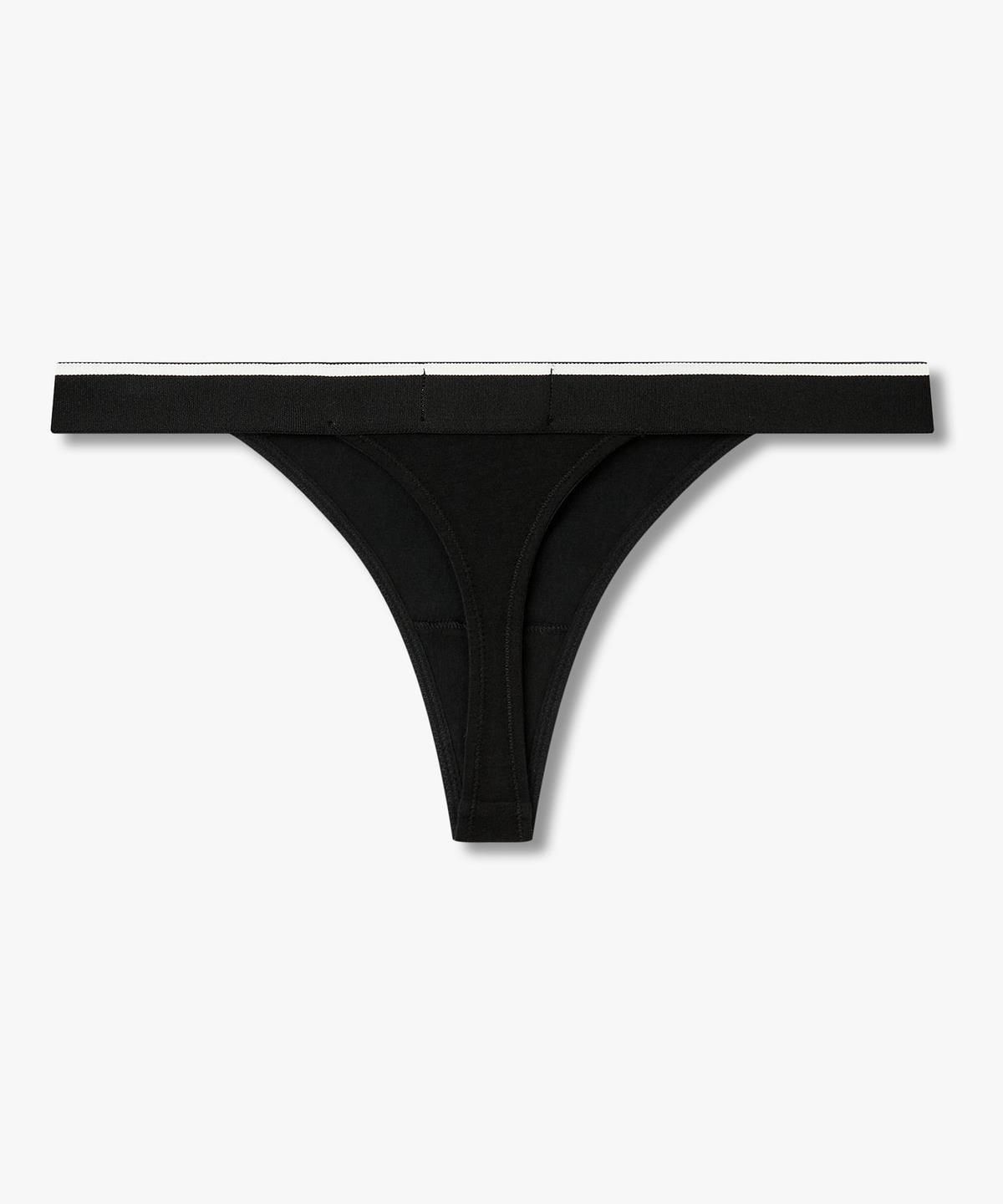 엠포리오 아르마니 언더웨어(EMPORIO ARMANI UNDERWEAR) 여성 배색 트림 로고 밴딩 티팬티_블랙 0826310525