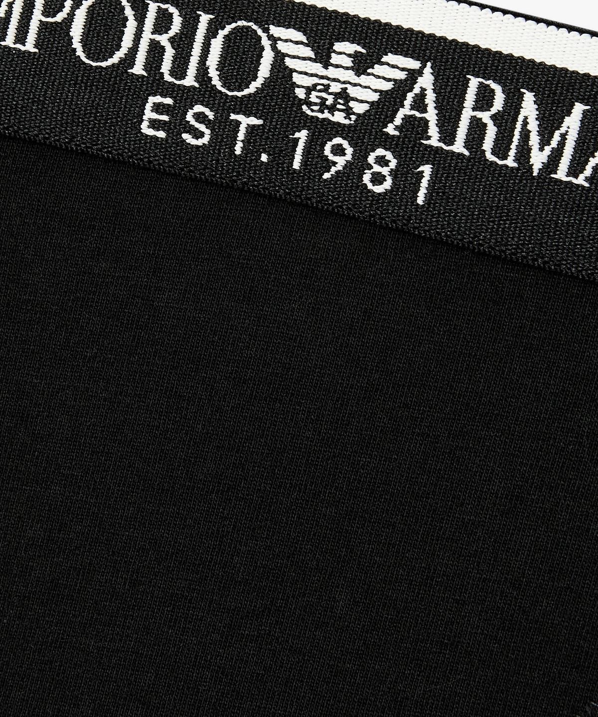 엠포리오 아르마니 언더웨어(EMPORIO ARMANI UNDERWEAR) 여성 배색 트림 로고 밴딩 티팬티_블랙 0826310525