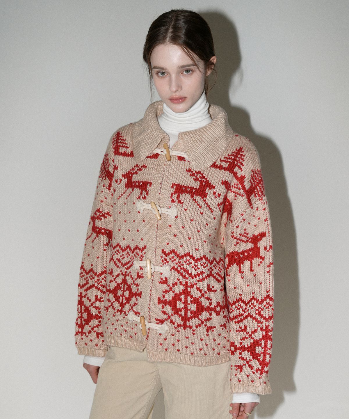 블레티(VLETI) Nordic Toggle Botton Knit Cardigan (beige)