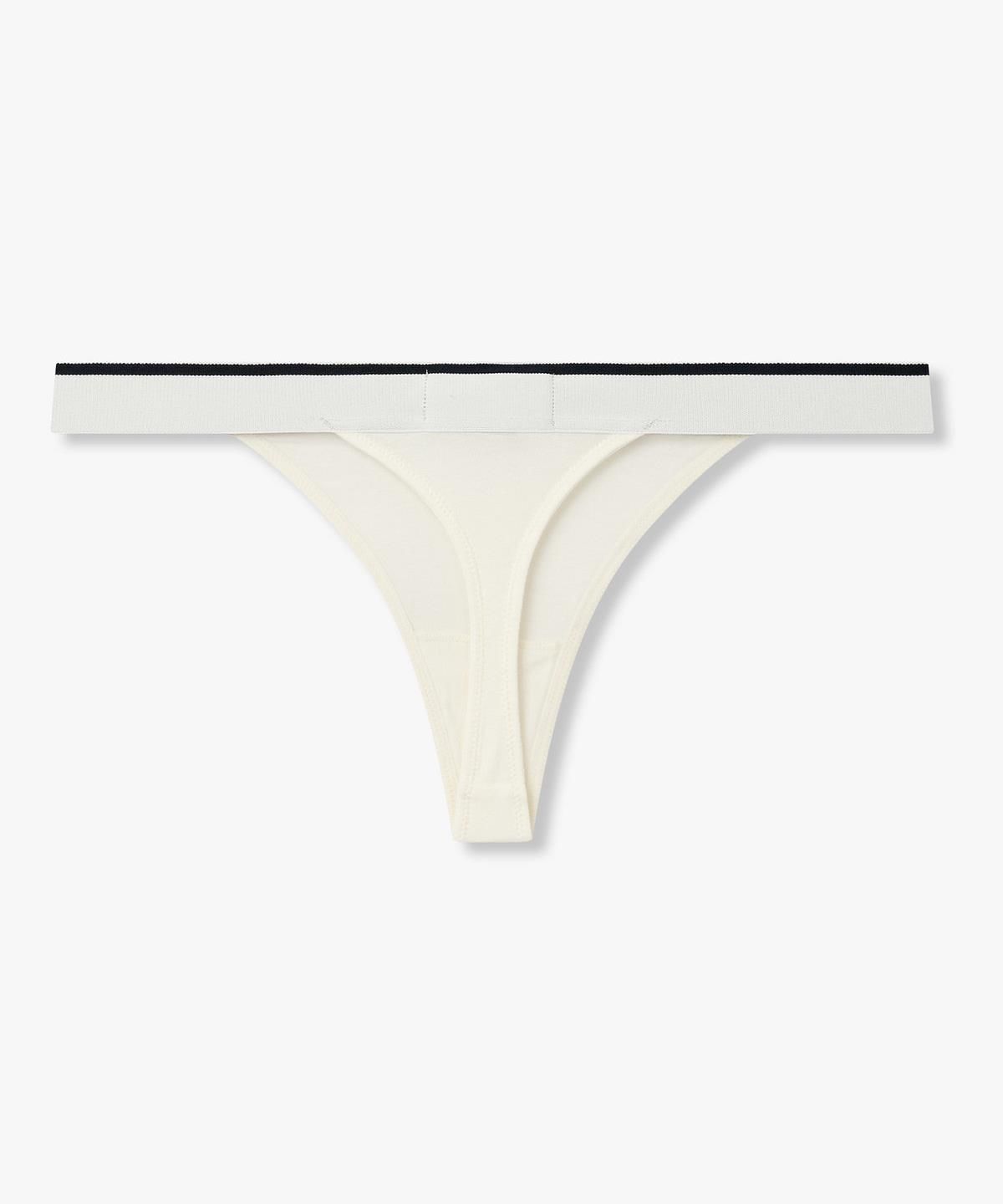 엠포리오 아르마니 언더웨어(EMPORIO ARMANI UNDERWEAR) 여성 배색 트림 로고 밴딩 티팬티_화이트 0826310522