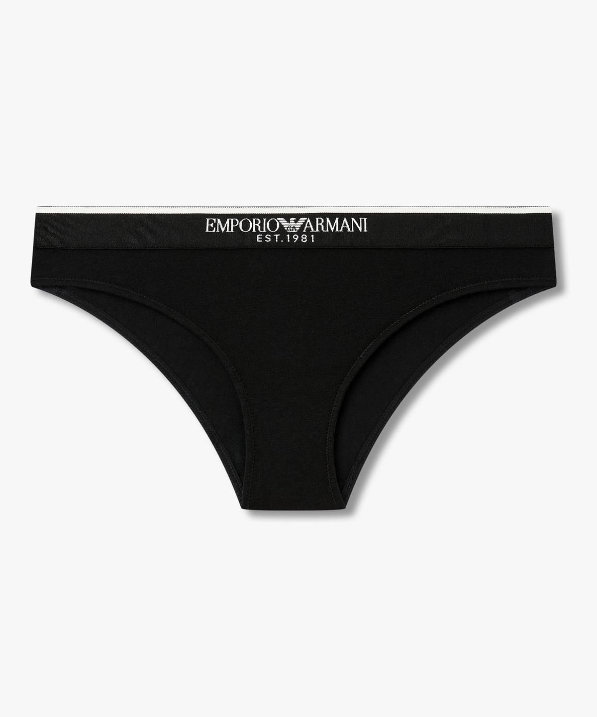 엠포리오 아르마니 언더웨어(EMPORIO ARMANI UNDERWEAR) 여성 배색 트림 로고 밴딩 브리프_블랙 0826311534