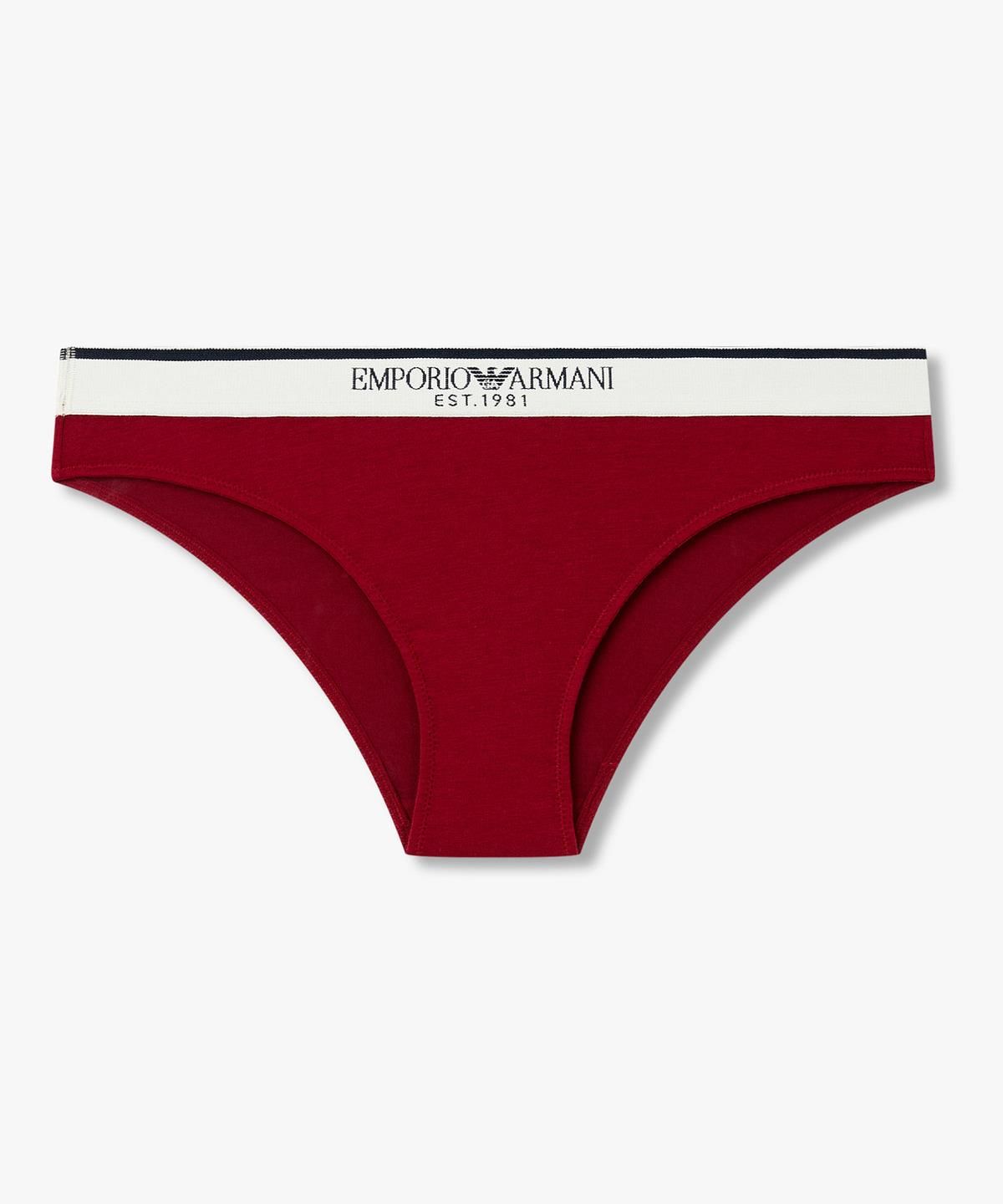 엠포리오 아르마니 언더웨어(EMPORIO ARMANI UNDERWEAR) 여성 배색 트림 로고 밴딩 브리프_레드 0826311532