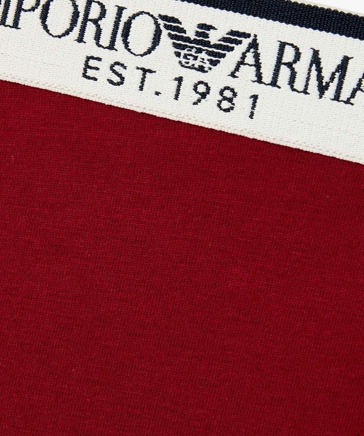 엠포리오 아르마니 언더웨어(EMPORIO ARMANI UNDERWEAR) 여성 배색 트림 로고 밴딩 브리프_레드 0826311532