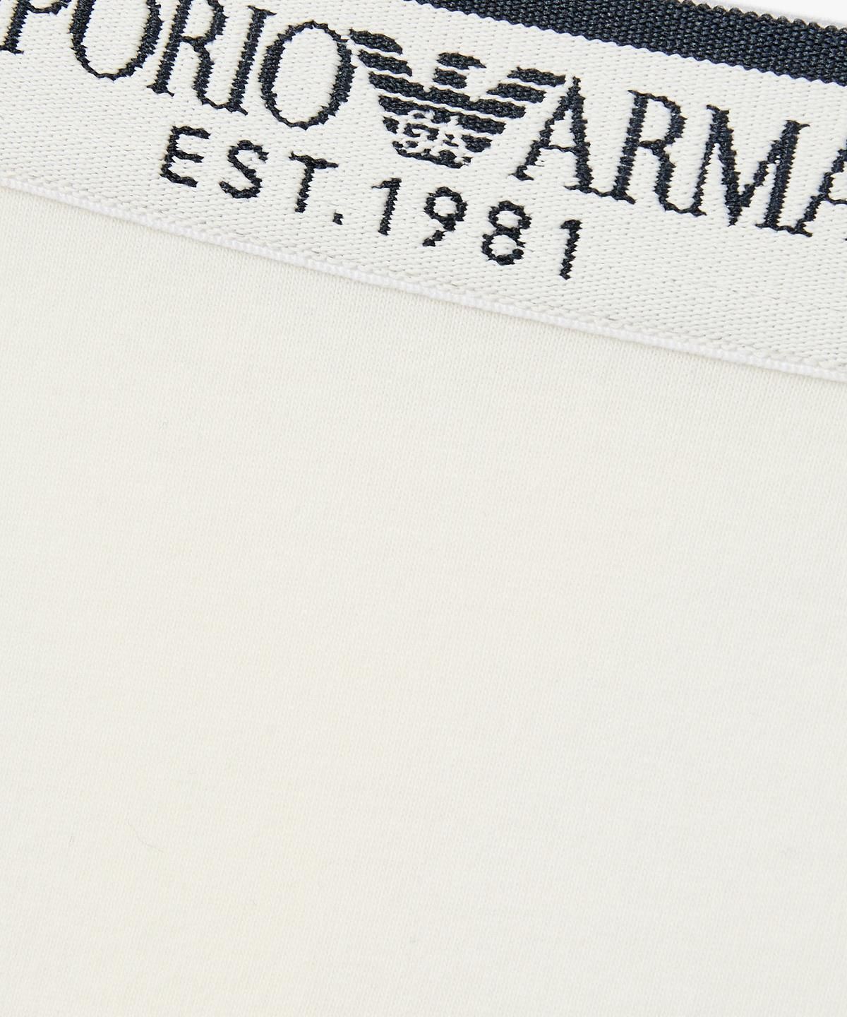 엠포리오 아르마니 언더웨어(EMPORIO ARMANI UNDERWEAR) 여성 배색 트림 로고 밴딩 브리프_화이트 0826311531