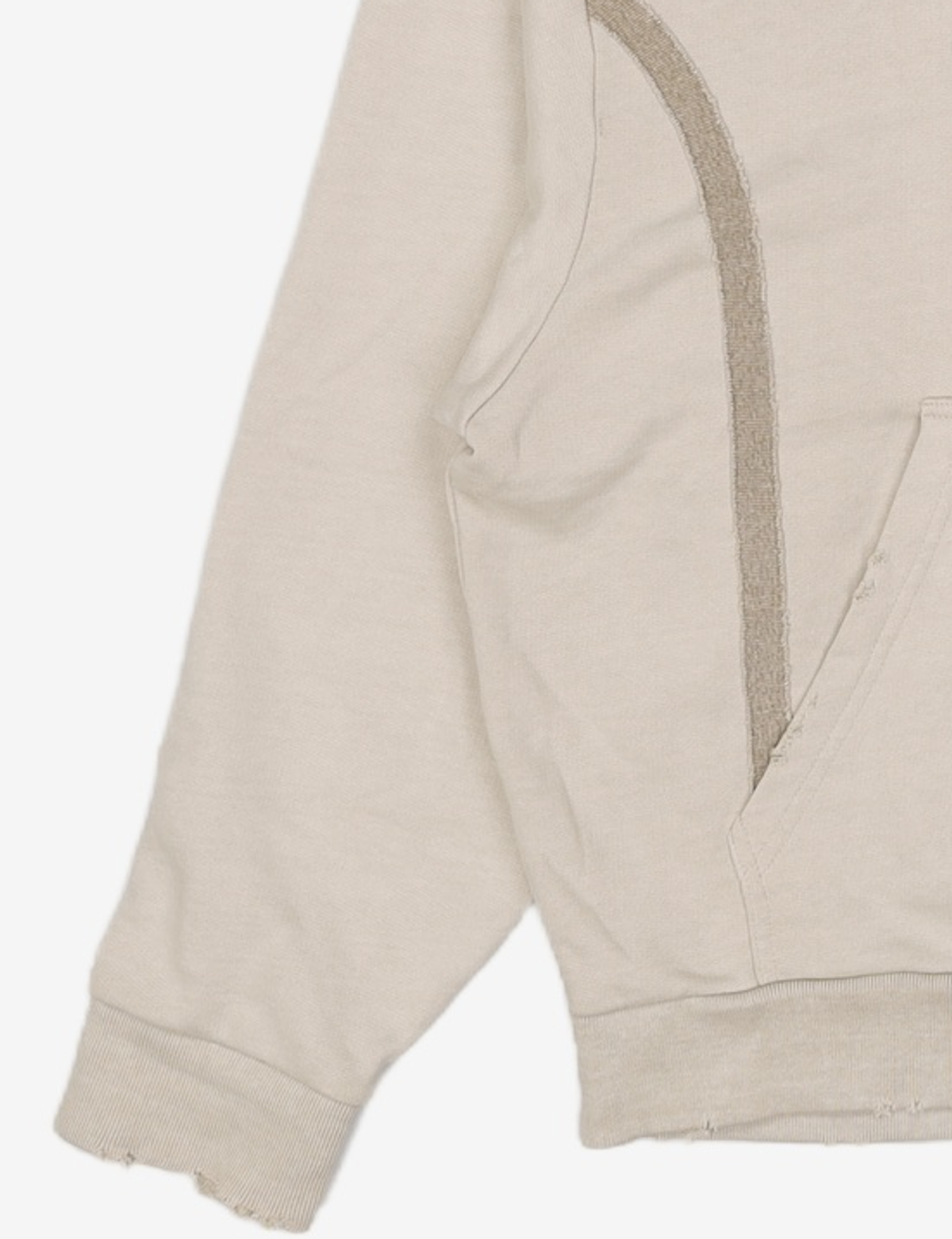 다이닛(DEINET) CUT OFF DETAIL ZIP-UP HOODIE IN BEIGE FREE