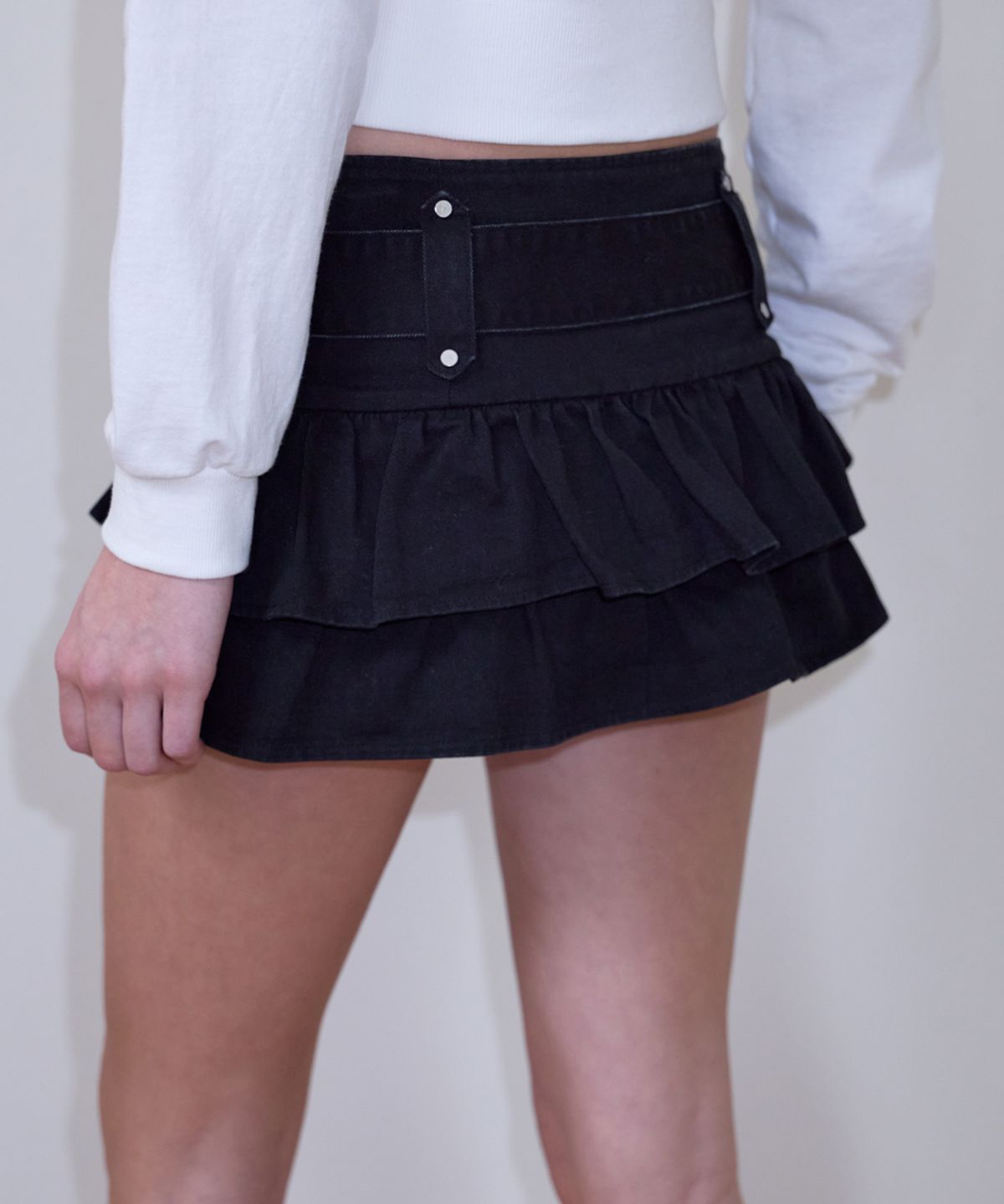 로제프란츠(ROSEFRANTZ) Cancan Belted Mini Skirt [Black]