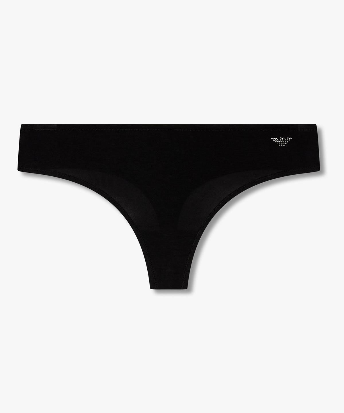 엠포리오 아르마니 언더웨어(EMPORIO ARMANI UNDERWEAR) 여성 핫픽스 로고 레이온 저지 티팬티_블랙 0826310506