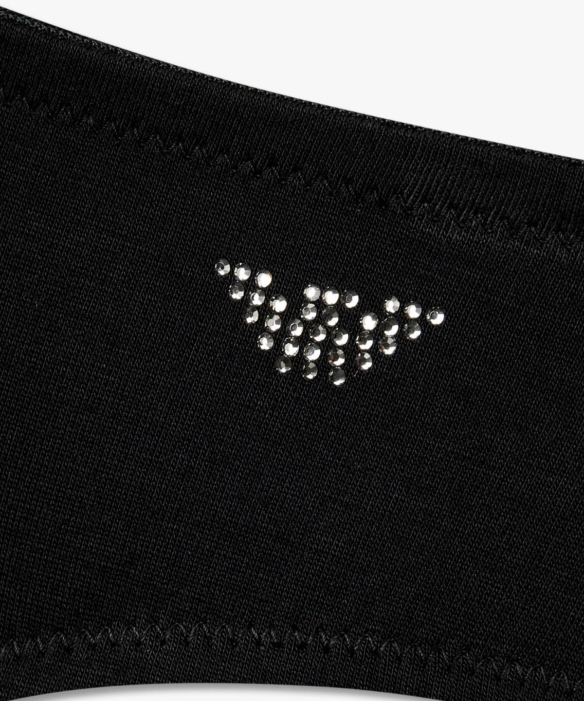 엠포리오 아르마니 언더웨어(EMPORIO ARMANI UNDERWEAR) 여성 핫픽스 로고 레이온 저지 티팬티_블랙 0826310506