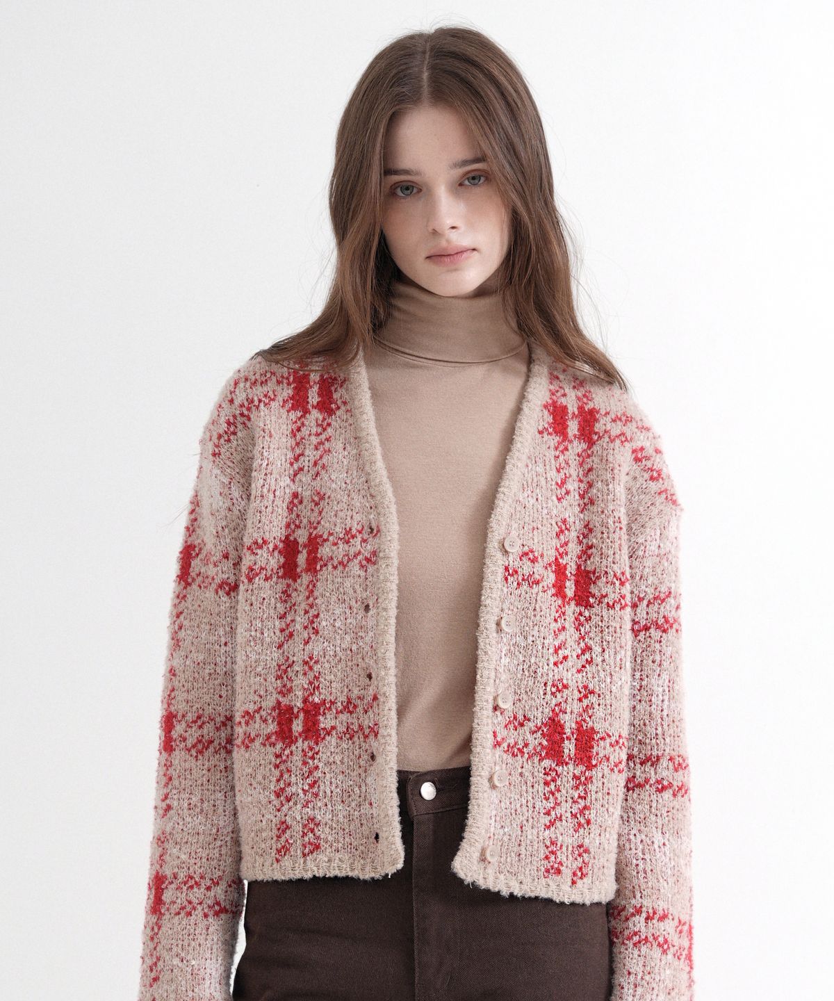 블레티(VLETI) Jacquard Recycled Knit Cardigan (beige)