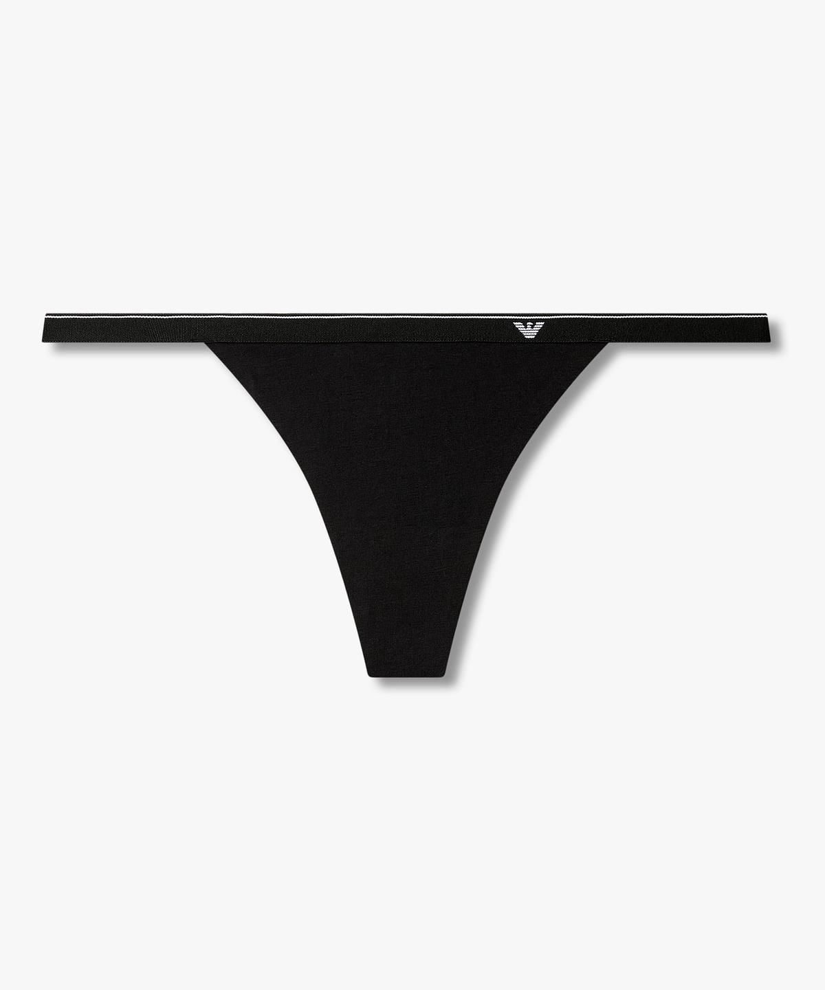 엠포리오 아르마니 언더웨어(EMPORIO ARMANI UNDERWEAR) 여성 이글 로고 밴딩 티팬티_블랙 0826310519
