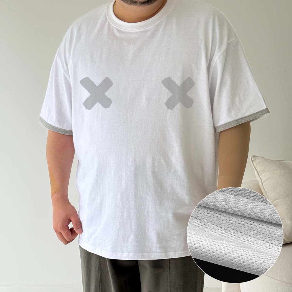 바이모노(BYMONO) [빅사이즈 M-6XL] 꼭꼭숨티 하이퀄리티 레이어드 반팔