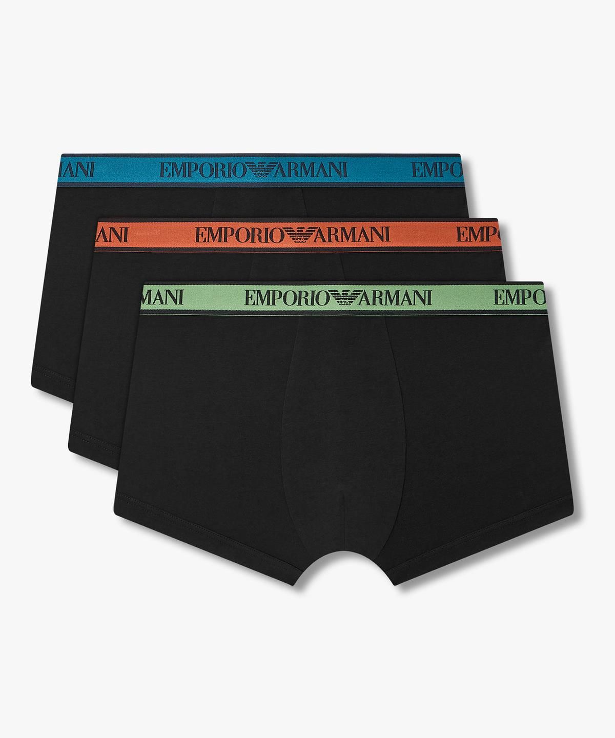 엠포리오 아르마니 언더웨어(EMPORIO ARMANI UNDERWEAR) 남성 글로시 배색 로고 드로즈 3PACK_블랙 08M6363010