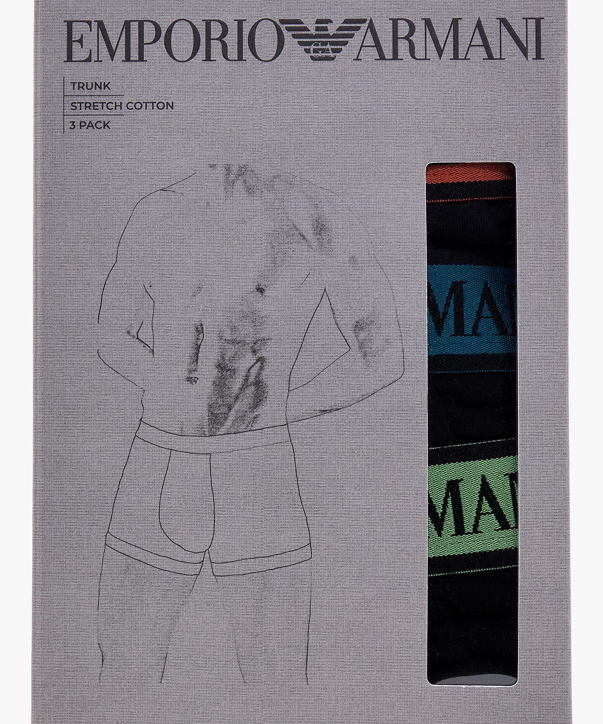 엠포리오 아르마니 언더웨어(EMPORIO ARMANI UNDERWEAR) 남성 글로시 배색 로고 드로즈 3PACK_블랙 08M6363010