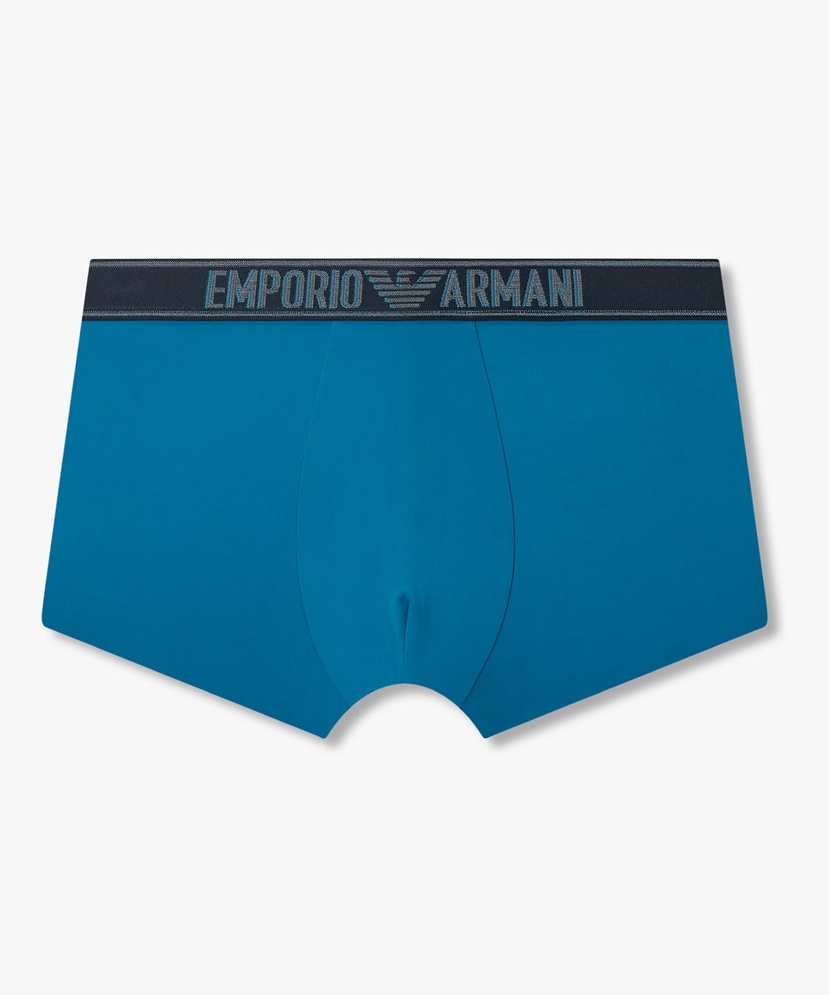 엠포리오 아르마니 언더웨어(EMPORIO ARMANI UNDERWEAR) 남성 오버레이 로고 프린트 드로즈_블루 0816312081