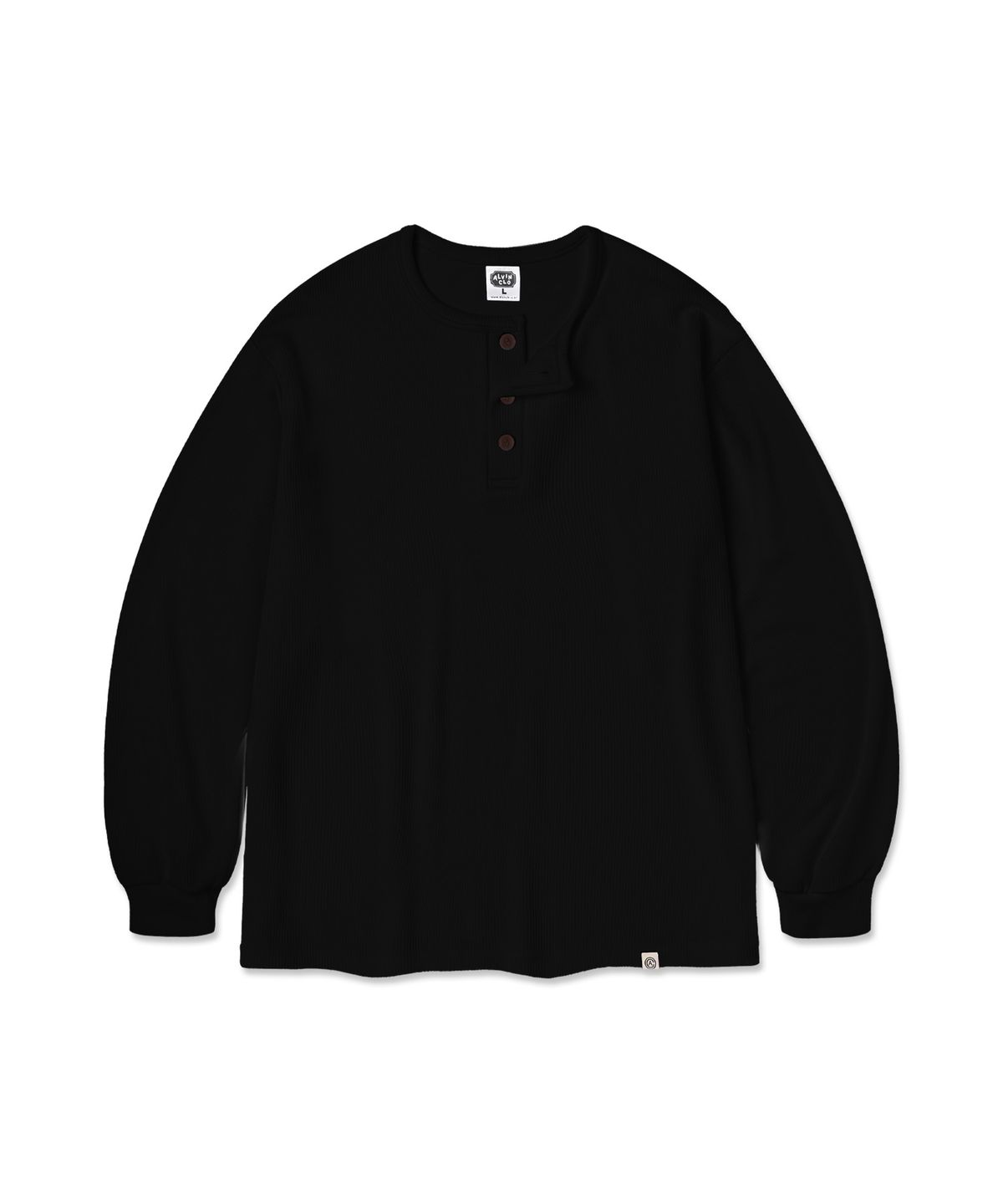 앨빈클로(ALVINCLO) 골지 3버튼 헨리넥 긴팔티 AVT947 (4COLOR)