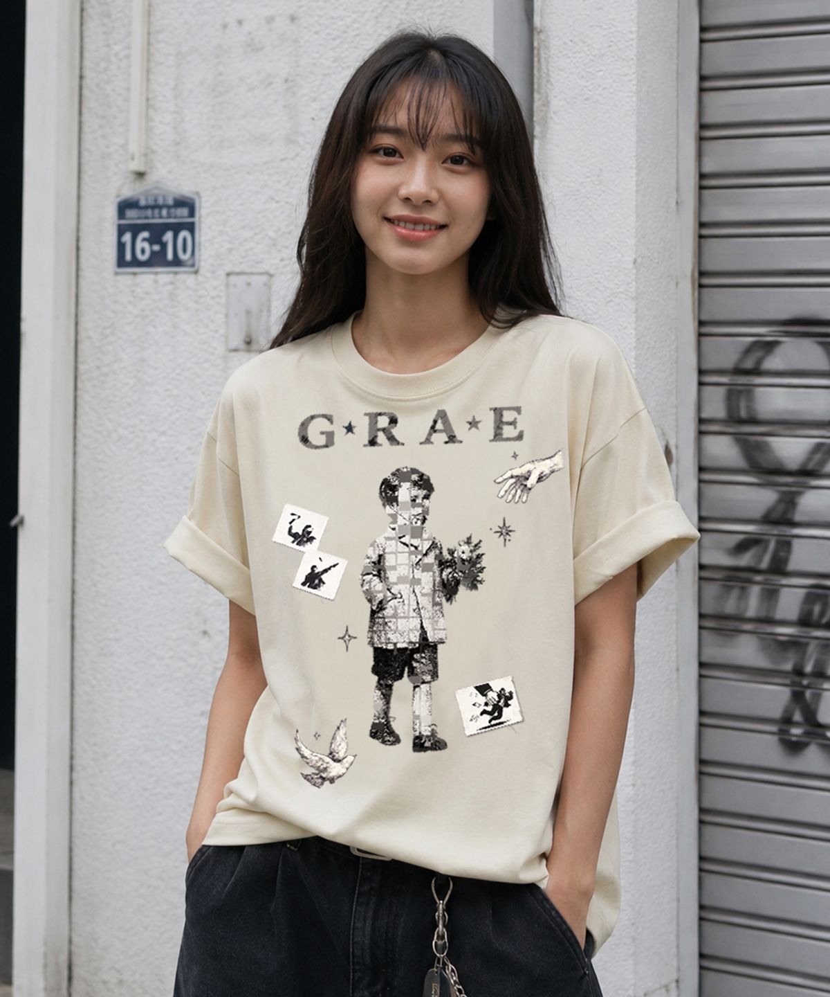 그레이버 오디너리(GRAVER ORDINARY) [ODNR UNISEX]Grae Peace 반팔 티셔츠_3color