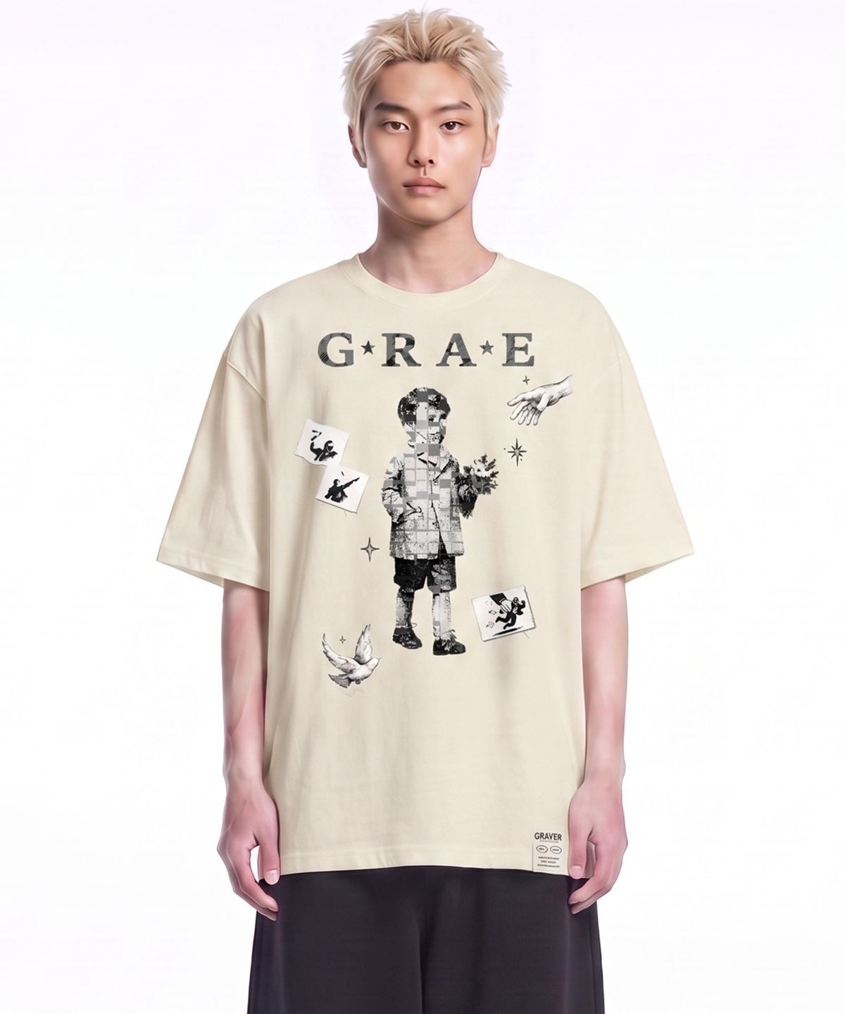 그레이버 오디너리(GRAVER ORDINARY) [ODNR UNISEX]Grae Peace 반팔 티셔츠_3color