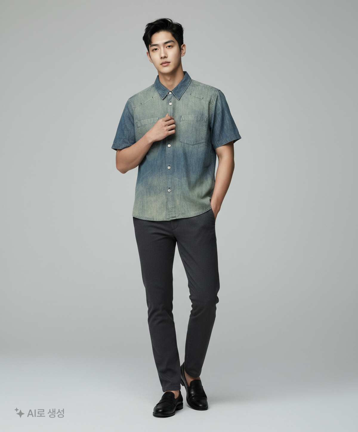 해칭룸(HATCHINGROOM) Vented Shirt Denim Washed Blue 2