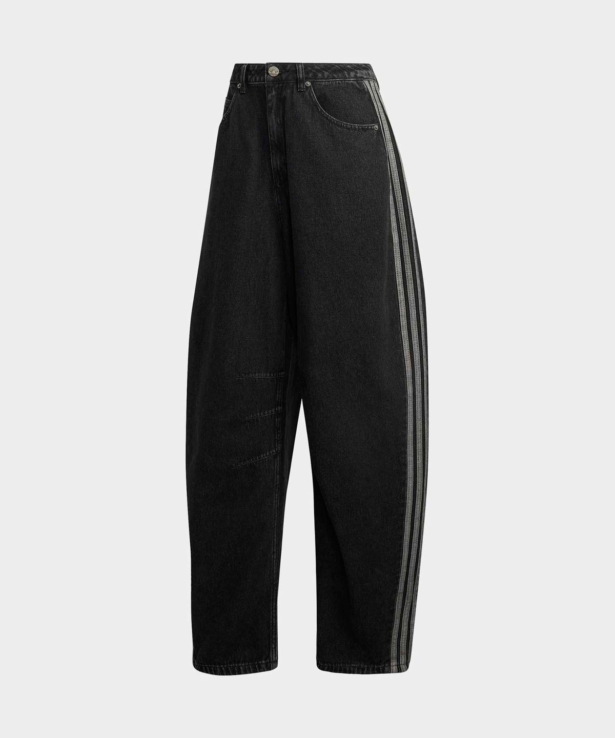 아디다스(ADIDAS) 하이 라이즈 배럴 레그 데님 팬츠 - 트루블랙데님 / KQ6474