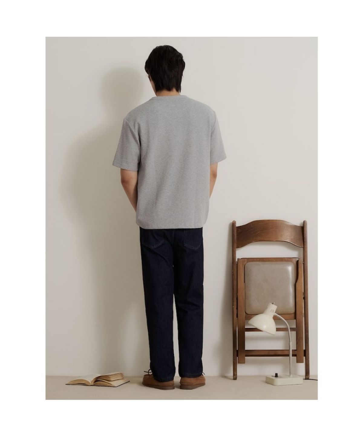 빈폴 멘(BEANPOLE MEN) 레이어드 헨리넥 반소매 티셔츠  그레이
