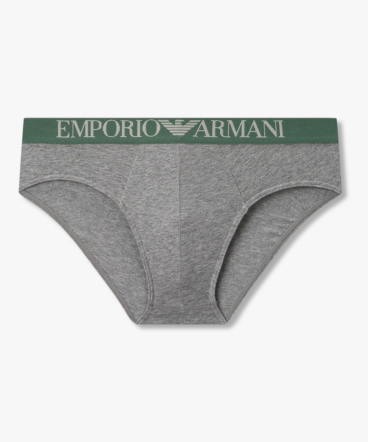 엠포리오 아르마니 언더웨어(EMPORIO ARMANI UNDERWEAR) 남성 웨이스트 배색 코튼 브리프_멜란지 그레이 0816311003
