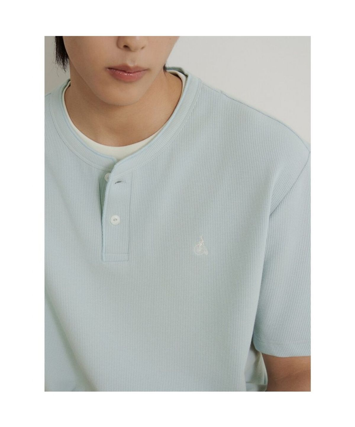 빈폴 멘(BEANPOLE MEN) 레이어드 헨리넥 반소매 티셔츠  라이트 그린