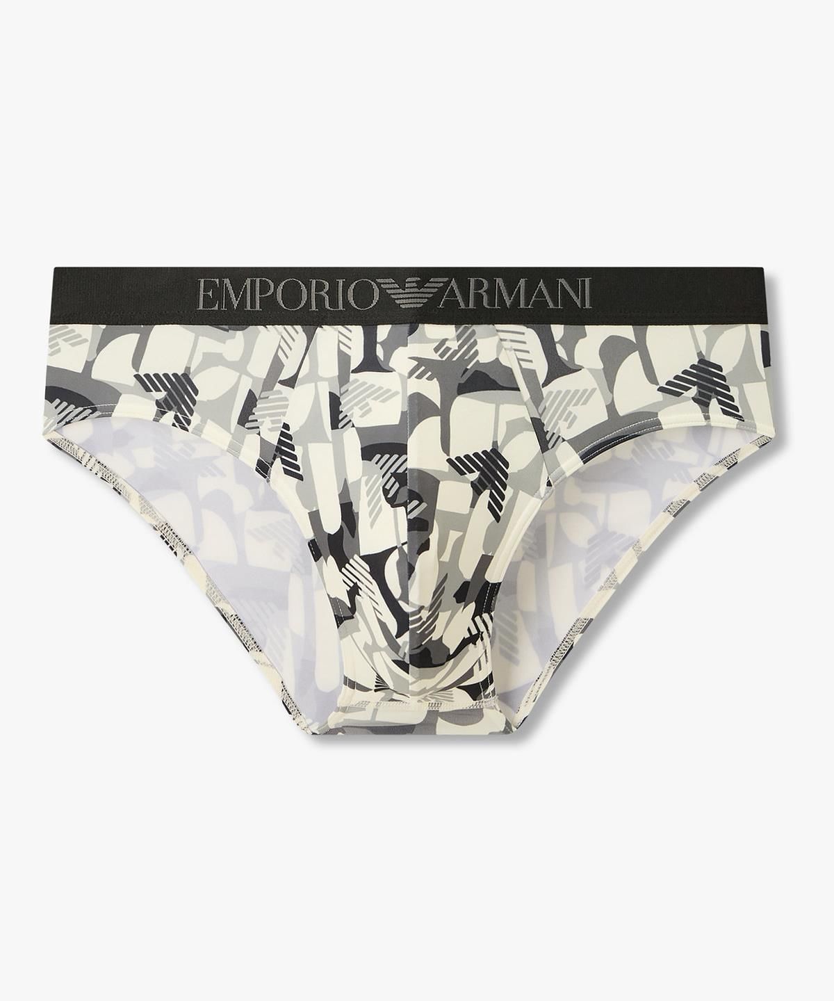 엠포리오 아르마니 언더웨어(EMPORIO ARMANI UNDERWEAR) 남성 지오메트릭 패턴 밴딩 브리프_블랙 0816311035