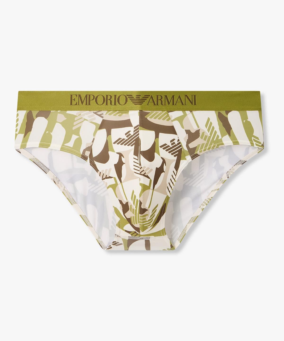 엠포리오 아르마니 언더웨어(EMPORIO ARMANI UNDERWEAR) 남성 지오메트릭 패턴 밴딩 브리프_다크 옐로우 그린 0816311033