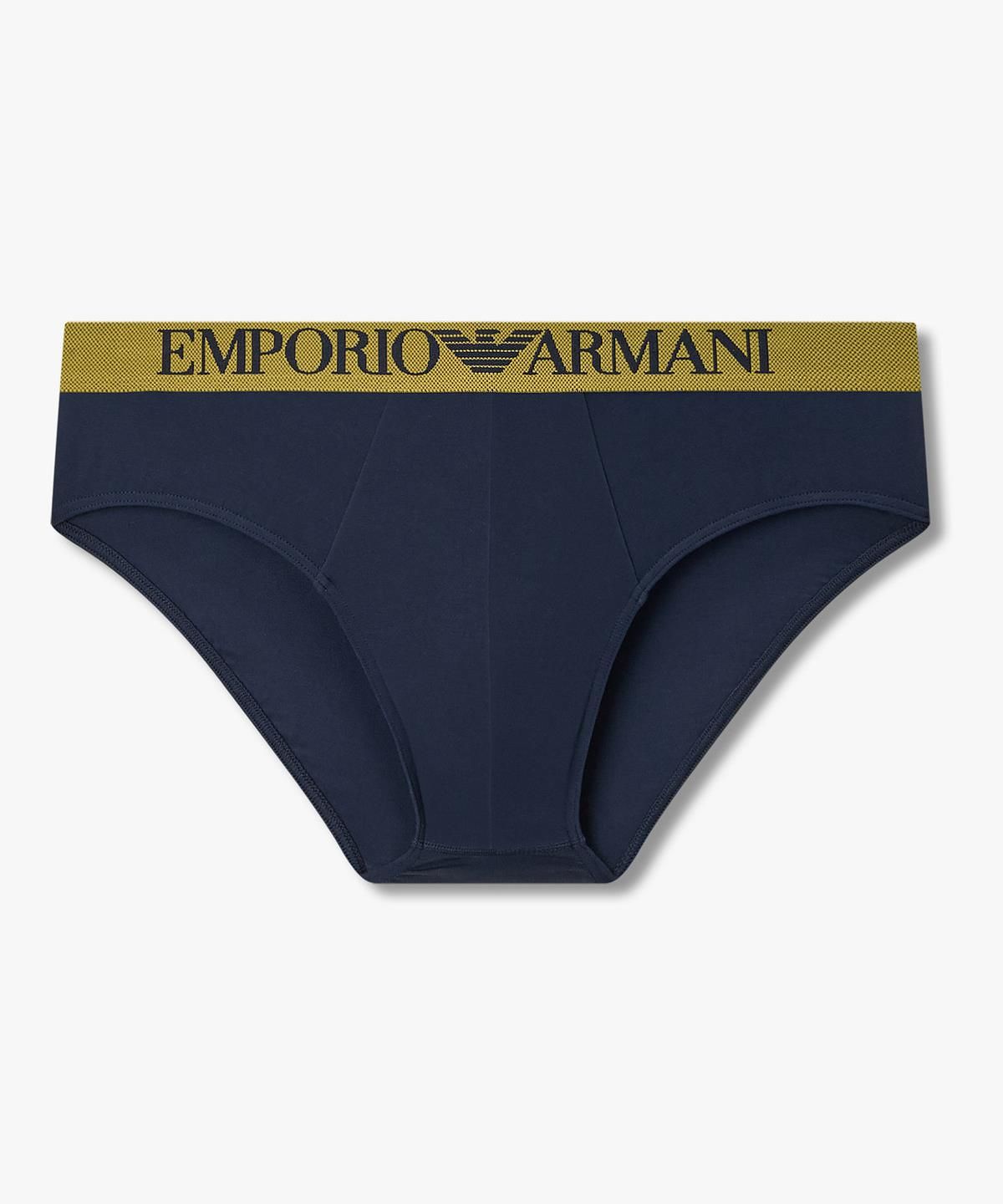 엠포리오 아르마니 언더웨어(EMPORIO ARMANI UNDERWEAR) 남성 웨이스트 배색 코튼 브리프_네이비 0816311002