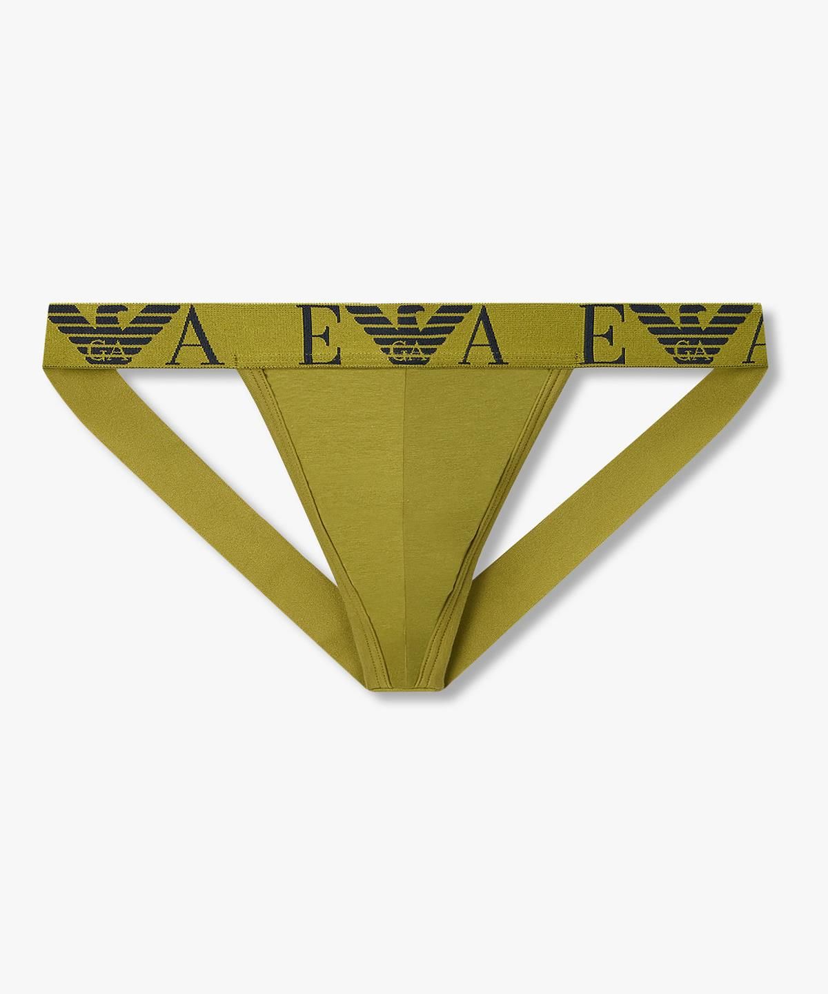 엠포리오 아르마니 언더웨어(EMPORIO ARMANI UNDERWEAR) 남성 웨이스트 로고 밴딩 작스트랩_다크 옐로우 그린 0816310001