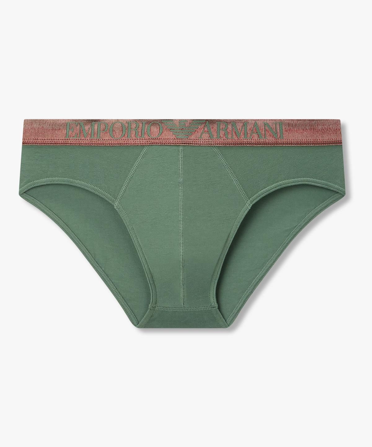 엠포리오 아르마니 언더웨어(EMPORIO ARMANI UNDERWEAR) 남성 글로시 밴딩 로고 브리프_그린 0816311014