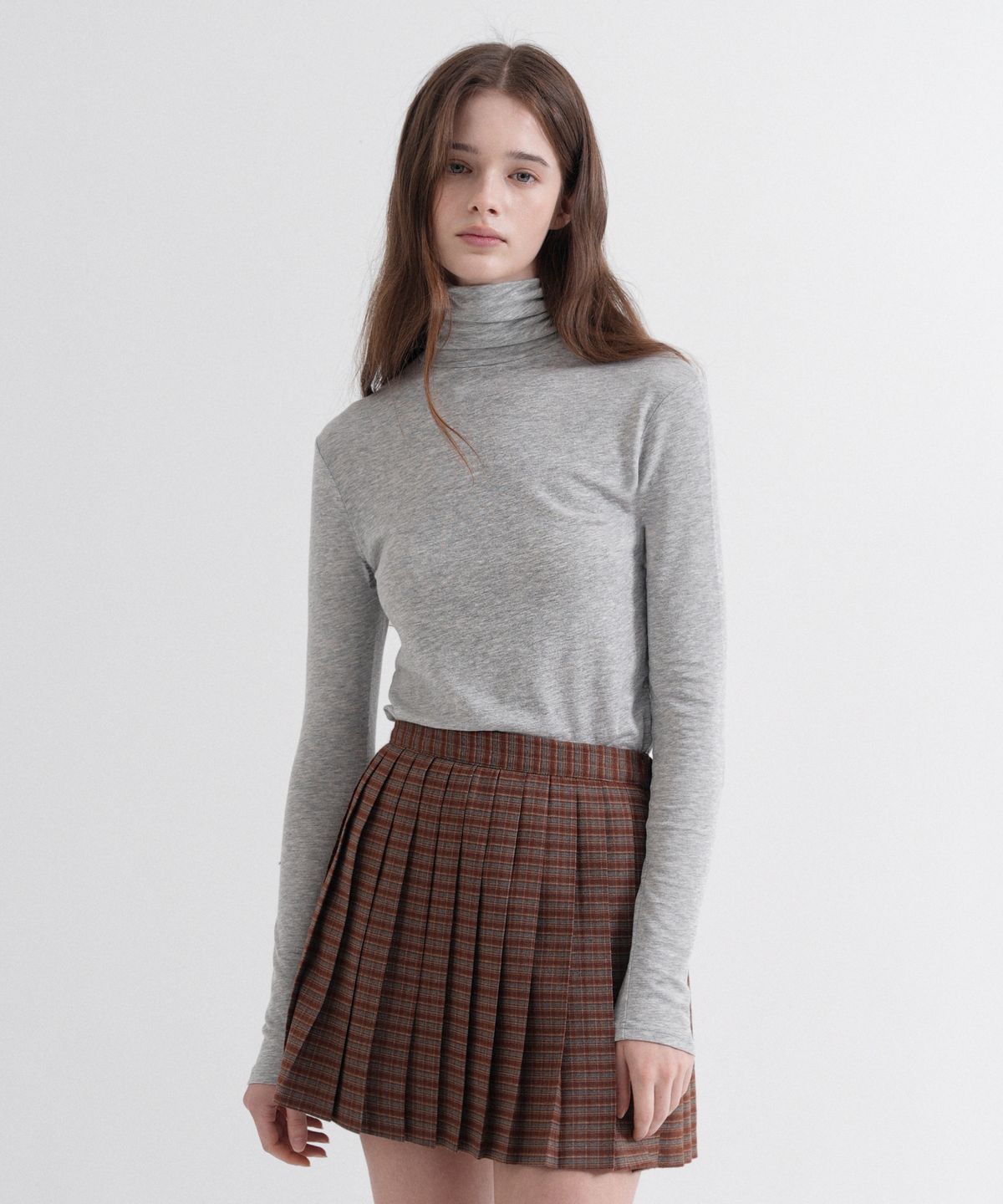 블레티(VLETI) High Neck Span Slim T-Shirt (gray)