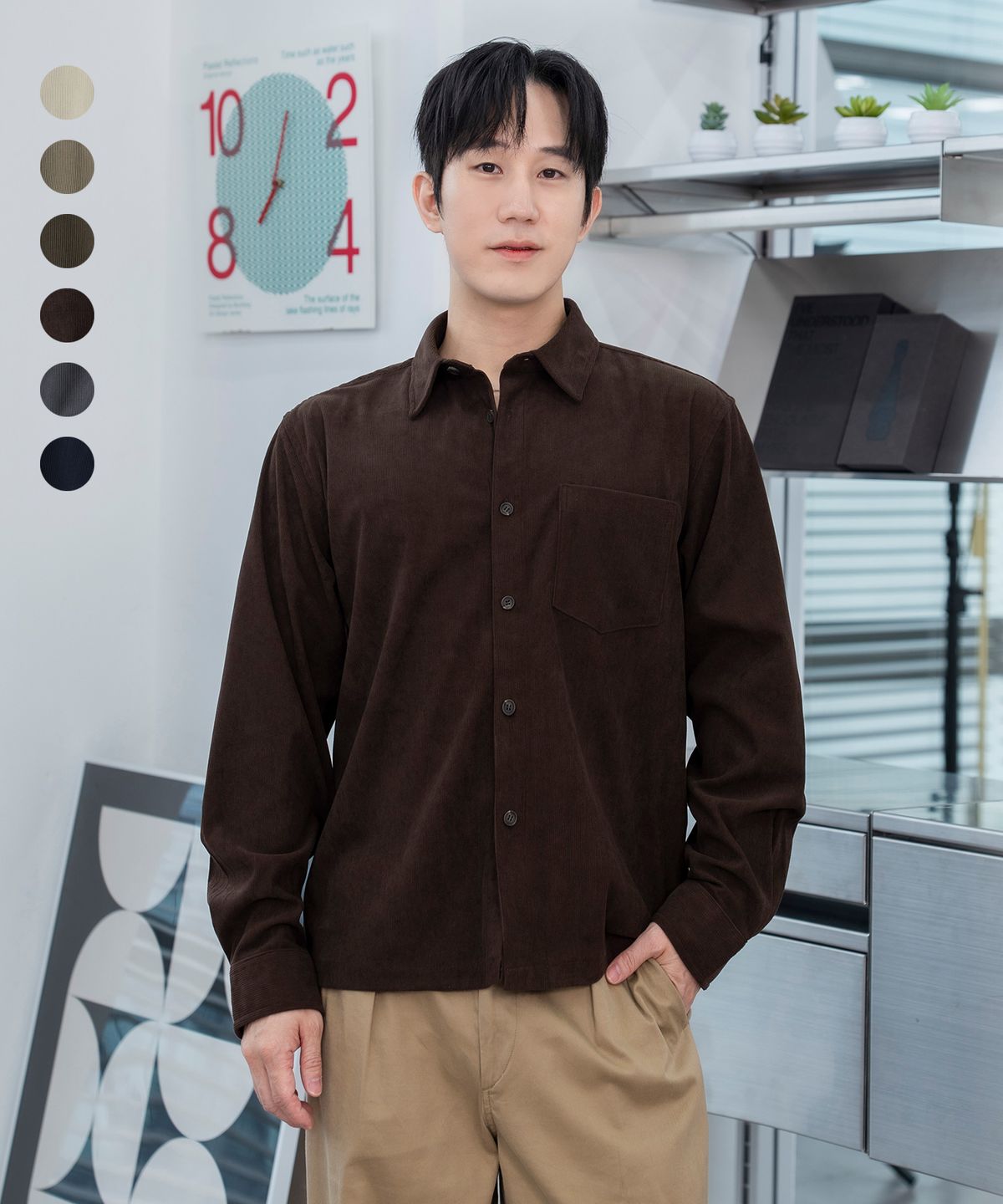 커스텀어클락(COSTUME O’CLOCK) [COCLX삭형] 세미 크롭 코듀로이 셔츠 6 COLOR COOSSH206