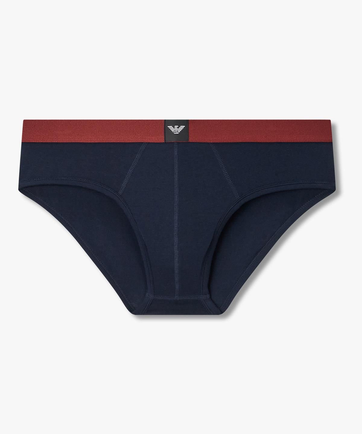 엠포리오 아르마니 언더웨어(EMPORIO ARMANI UNDERWEAR) 남성 배색 이글 로고 패치 브리프_네이비 08M6311005