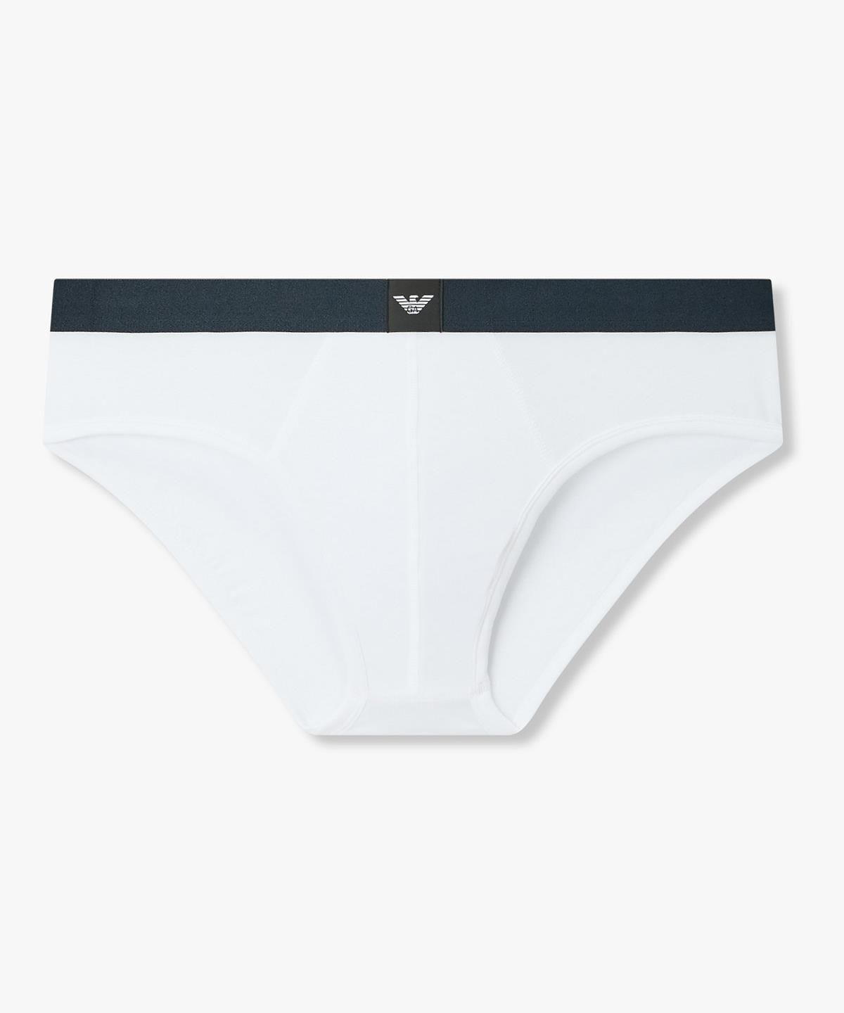 엠포리오 아르마니 언더웨어(EMPORIO ARMANI UNDERWEAR) 남성 배색 이글 로고 패치 브리프_화이트 08M6311004
