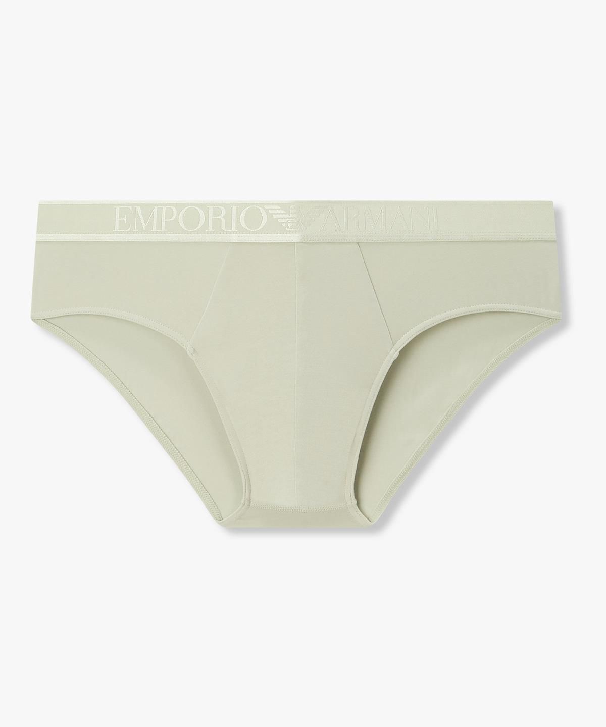 엠포리오 아르마니 언더웨어(EMPORIO ARMANI UNDERWEAR) 남성 톤온톤 자카드 로고 브리프_라이트 그린 0816311028
