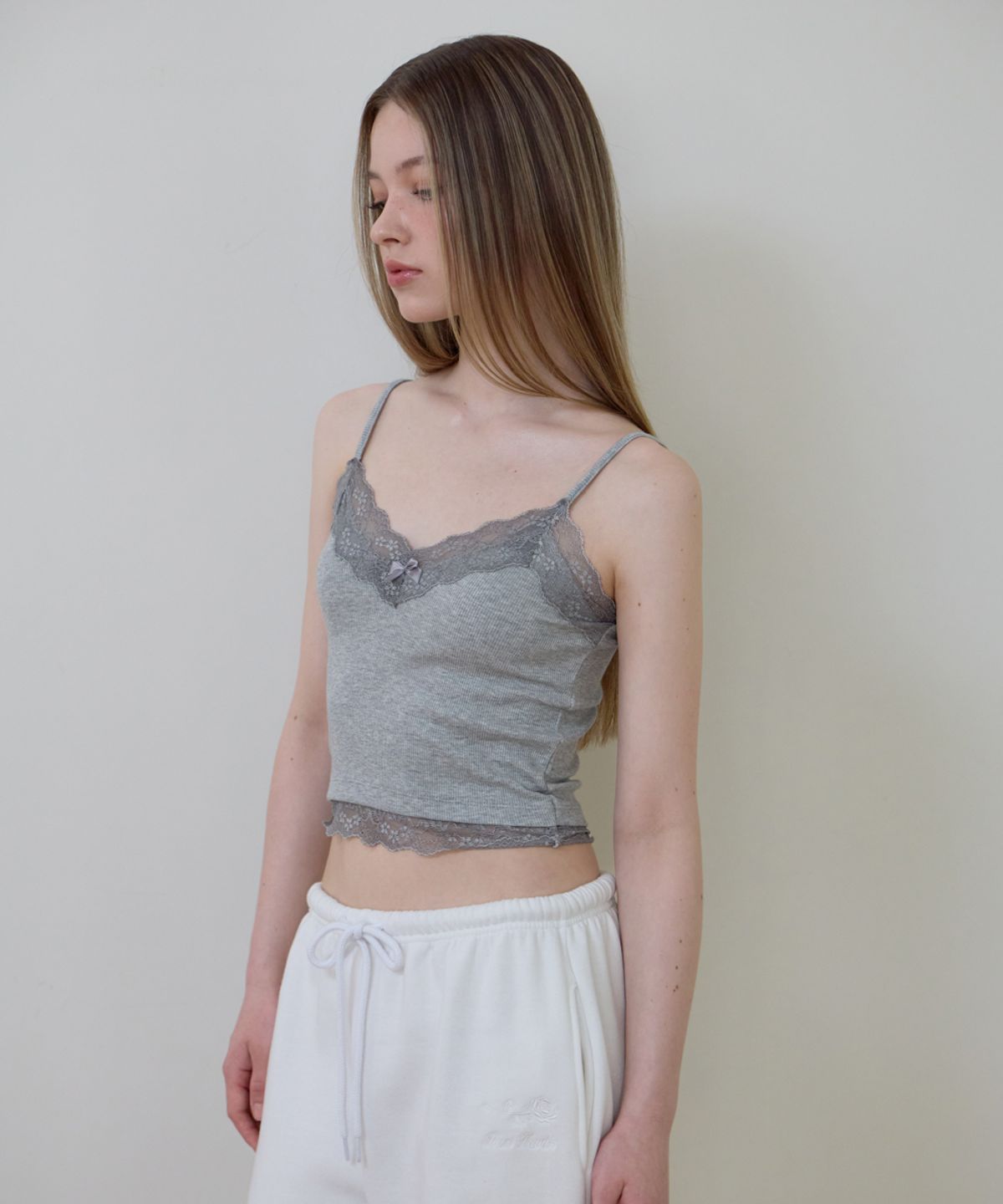 로제프란츠(ROSEFRANTZ) Lace Trim Sleeveless [Gray]